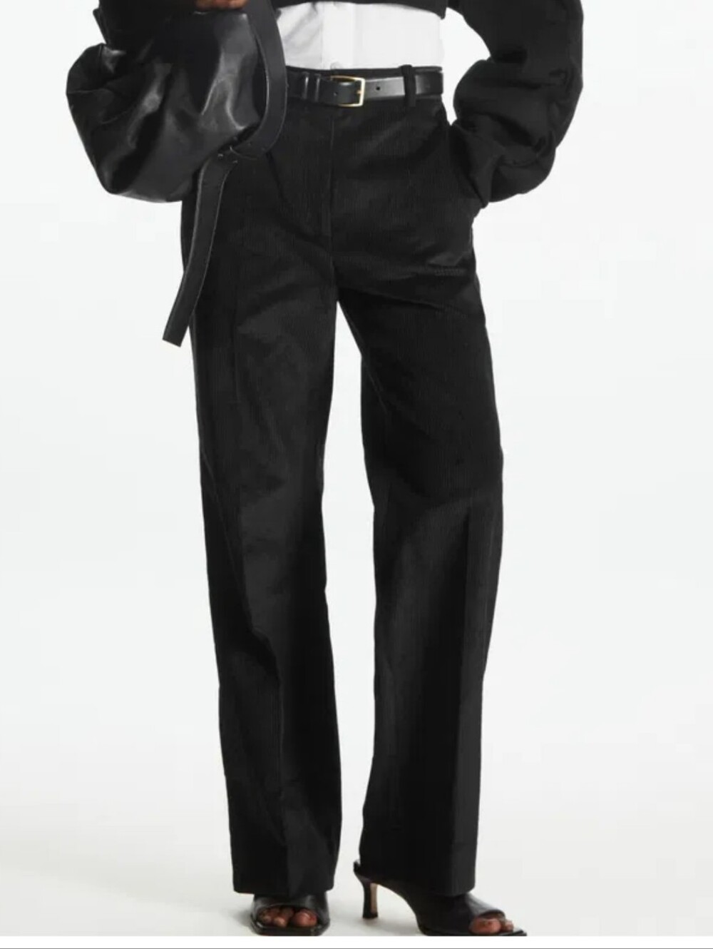 COS High Rise Corduroy Flare Trouser In Black